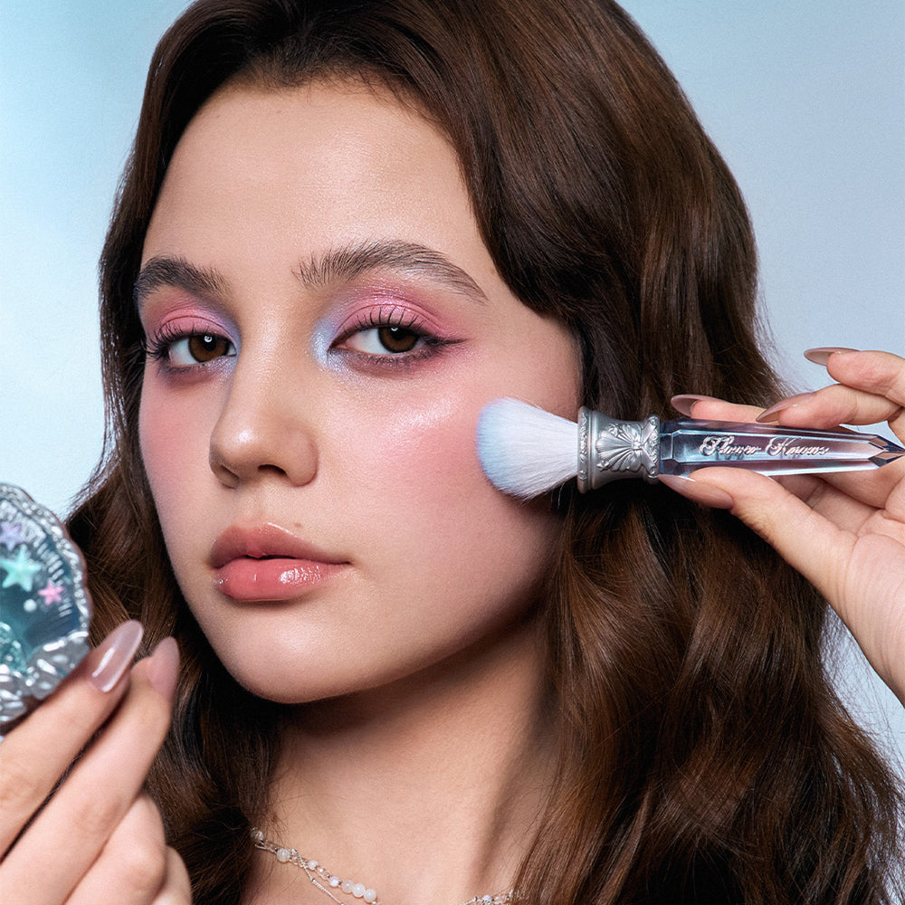 Flower Knows Shell'S Jewel Collection Angled Blush Brush Crystal Blue