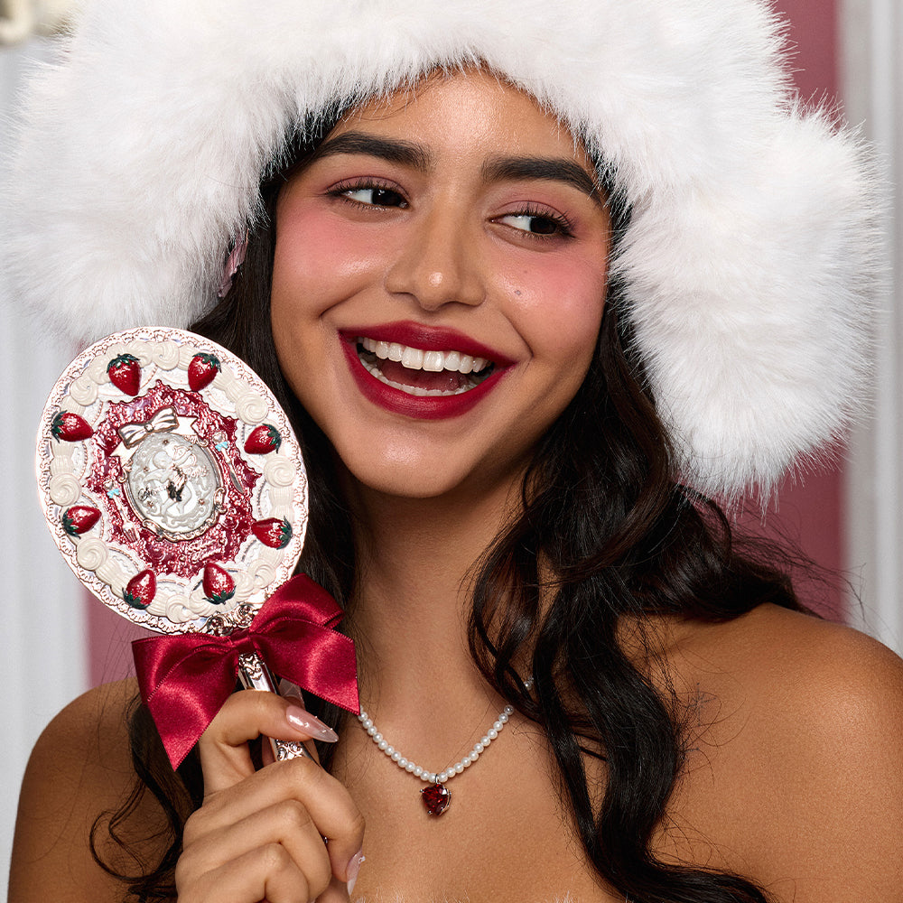 Flower Knows Strawberry Cupid Collection Hand Mirror Red Velvet