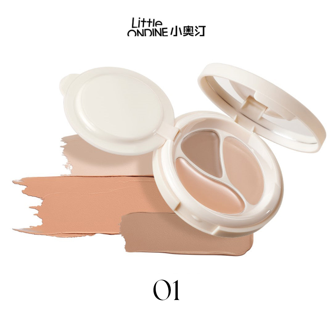 Little Ondine Triple-Color Cushion Concealer Palette 01 Light Beige