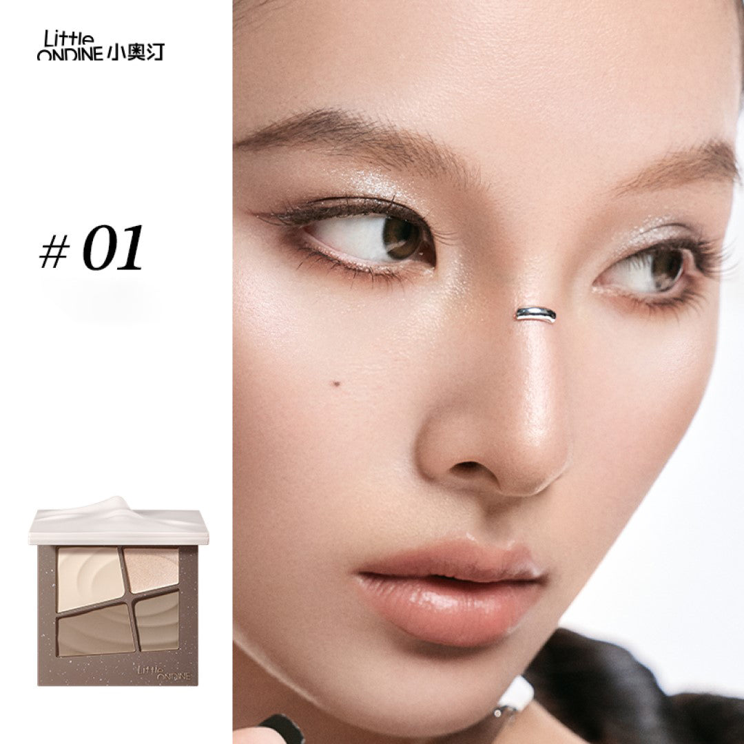 Little Ondine Modeling Highlight & Contouring Powder Palette 01 Sunlight Warm Apricot