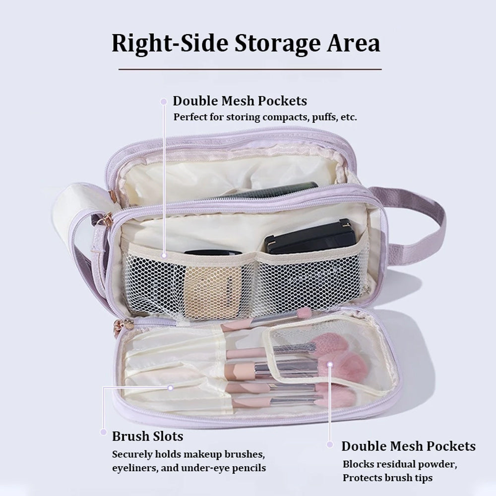 Guoxiaoniu Lilac multi-zip Makeup Bag