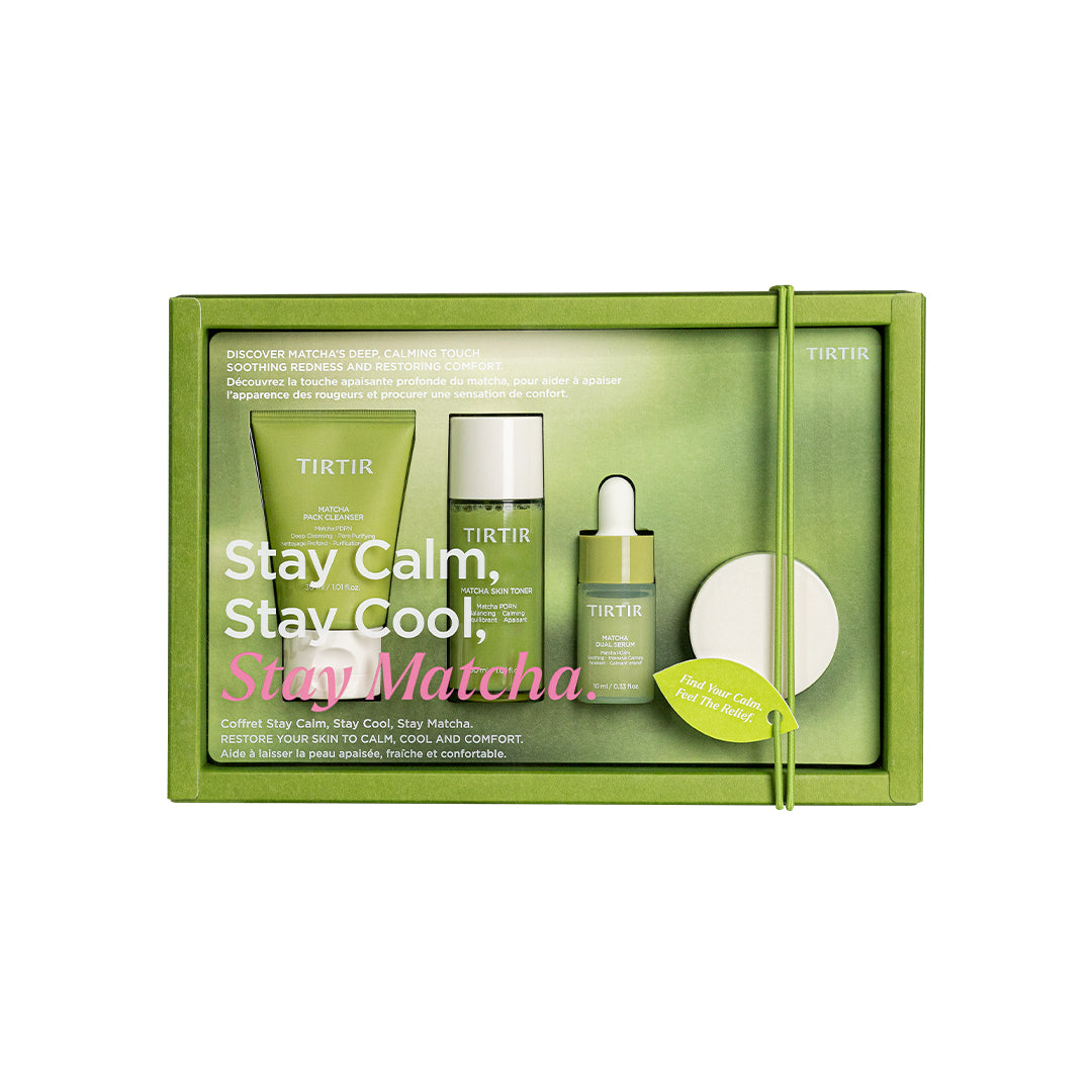 TIRTIR Stay Calm Stay Cool Stay Matcha Set
(Matcha Skin Toner, Calming Cream, Pack Cleanser, Dual Serum)