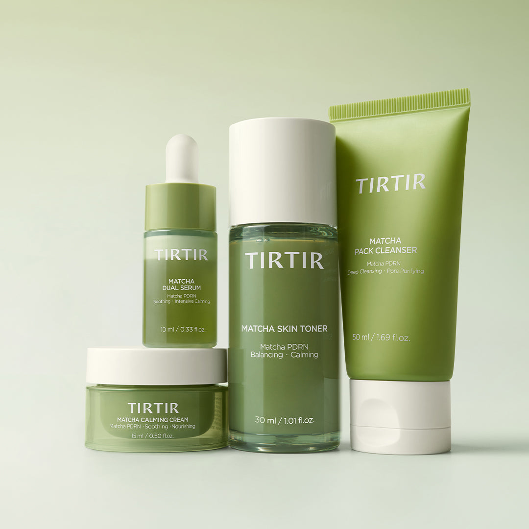 TIRTIR Stay Calm Stay Cool Stay Matcha Set
(Matcha Skin Toner, Calming Cream, Pack Cleanser, Dual Serum)
