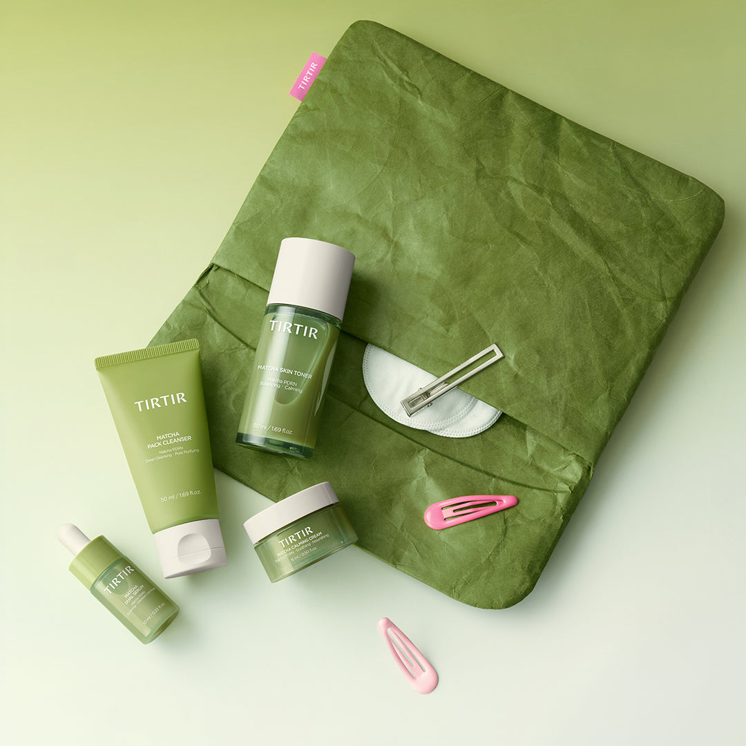 TIRTIR Me,Matchaholic Set
(Matcha Skin Toner, Calming Cream, Pack Cleanser, Dual Serum)