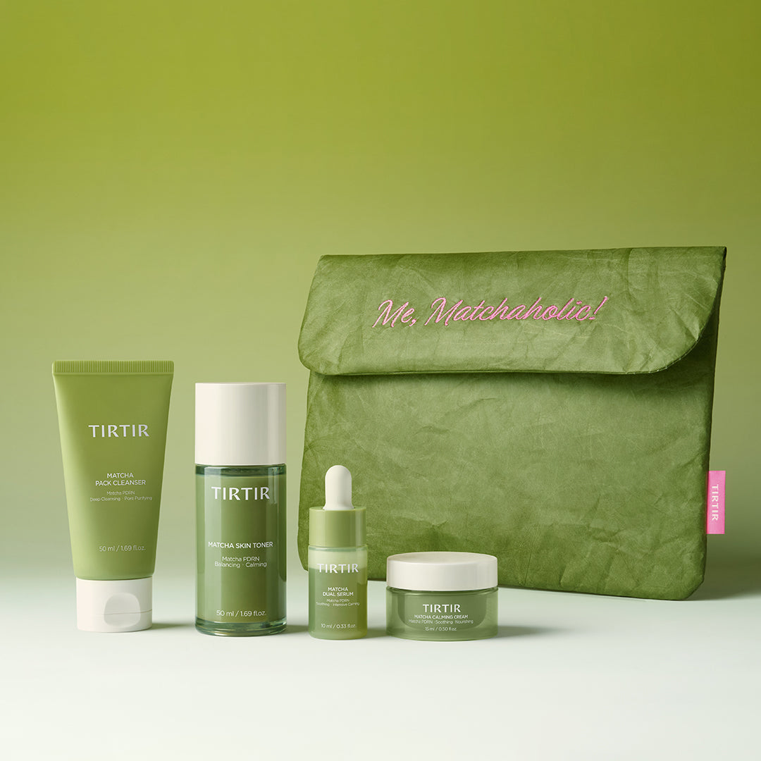 TIRTIR Me,Matchaholic Set
(Matcha Skin Toner, Calming Cream, Pack Cleanser, Dual Serum)