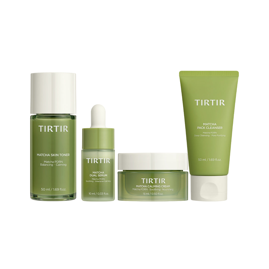 TIRTIR Me,Matchaholic Set
(Matcha Skin Toner, Calming Cream, Pack Cleanser, Dual Serum)