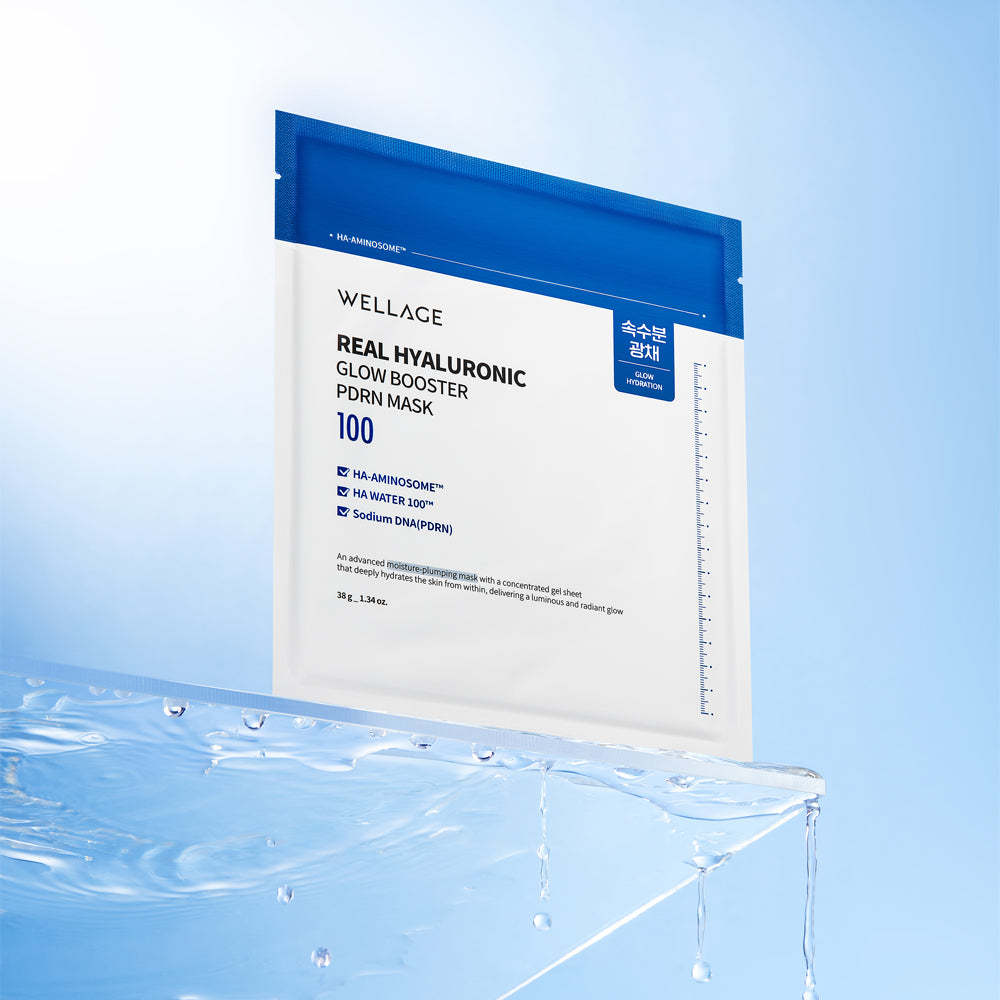 Wellage Real Hyaluronic Glow Booster Pdrn Mask 38G*5Ea