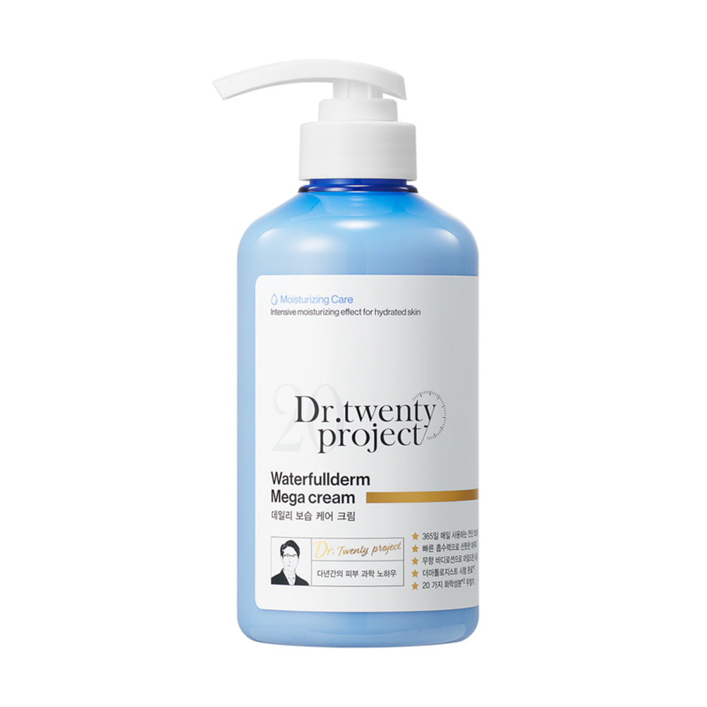 Dr.twenty project Waterfullderm Mega cream bottle on a white background