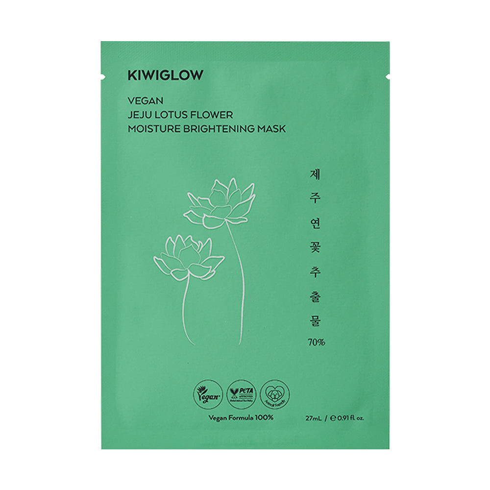 Kiwiglow Vegan Jeju Lotus FlowerMoisture Brightening Mask - 27ml*10mask pcs