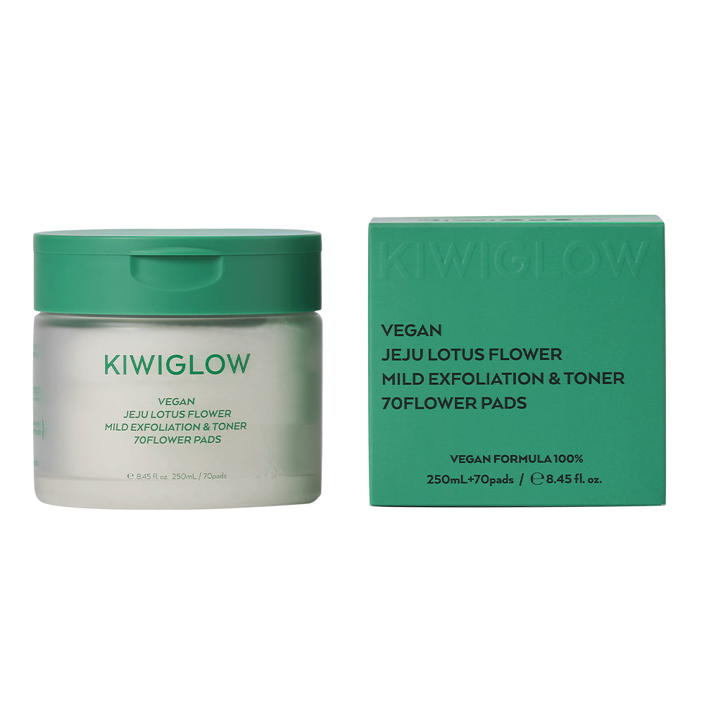 Kiwiglow Jeju Lotus Flower Mild Exfoliation & Toner Flower Pads (70 pcs, 250 ml)