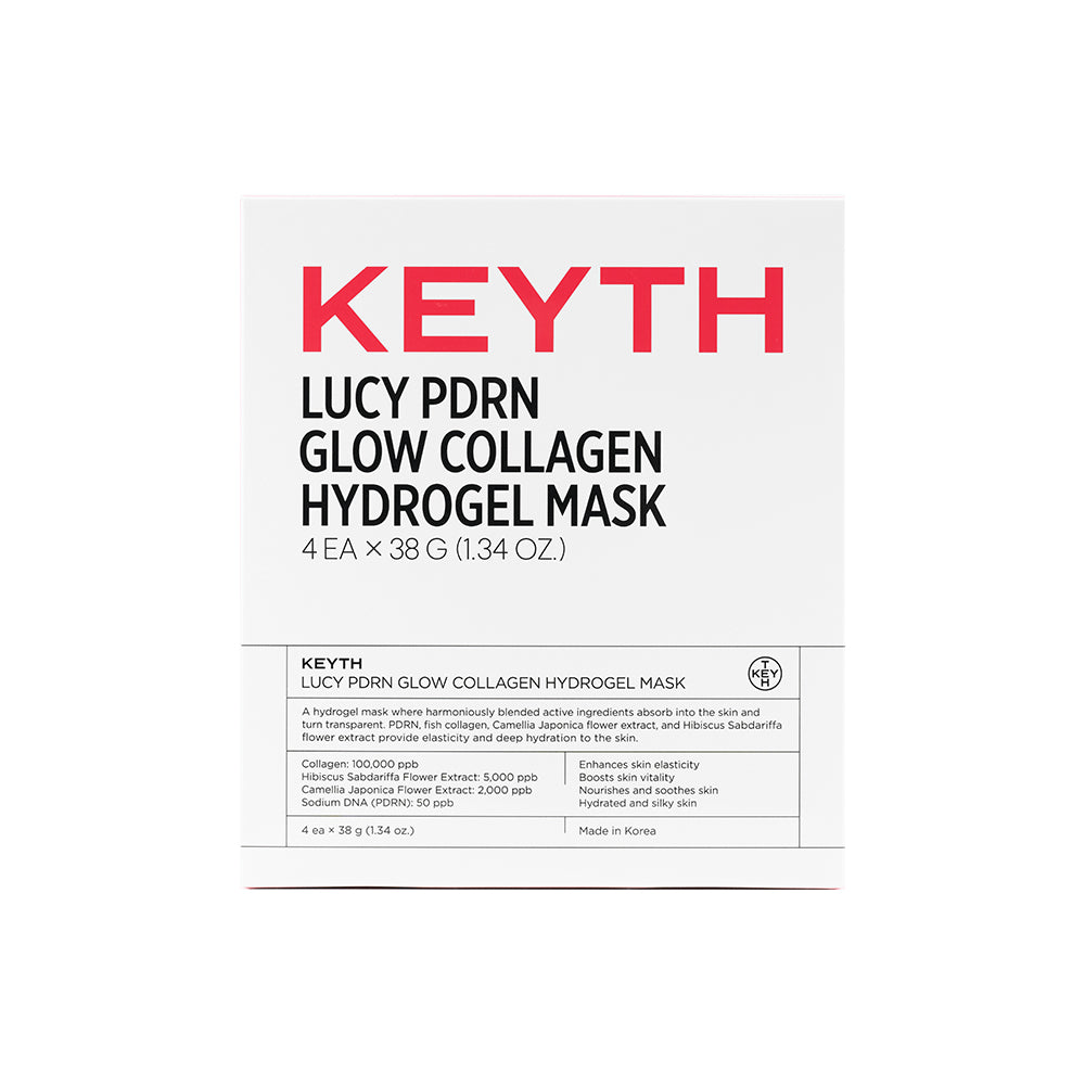 Keyth Lucy Pdrn Glow Collagen Hydrogel Mask 4 Sheets