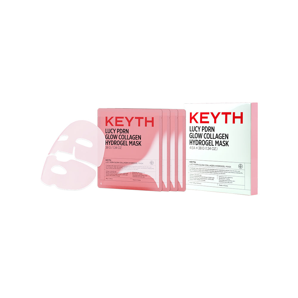 Keyth Lucy Pdrn Glow Collagen Hydrogel Mask 4 Sheets