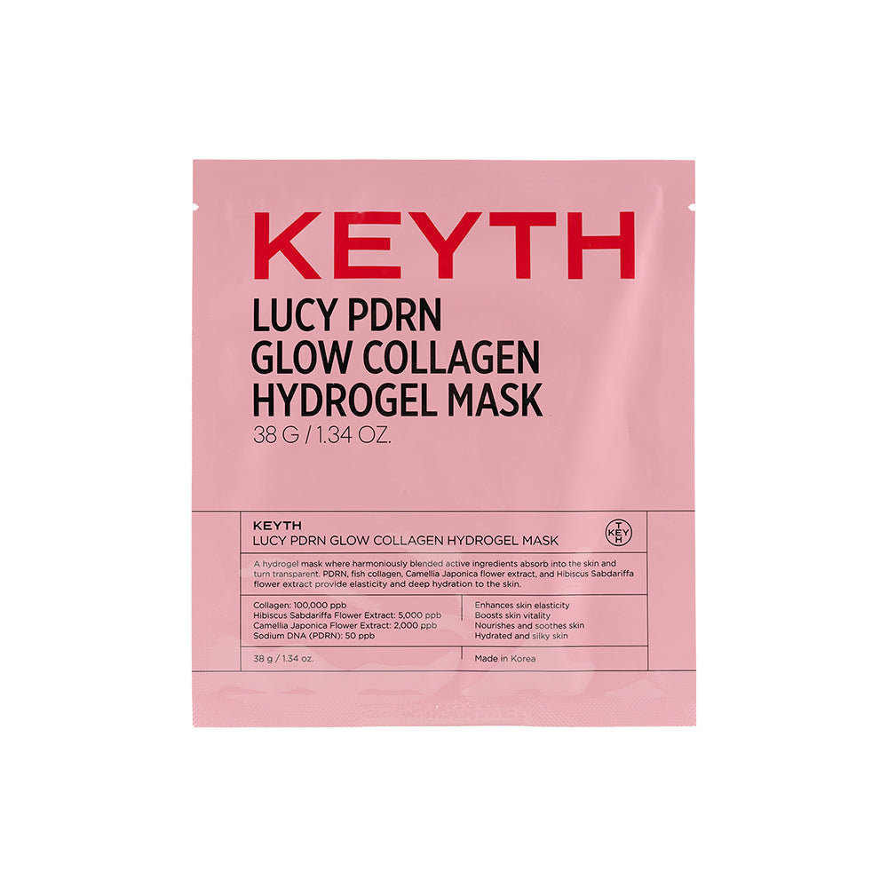 Keyth Lucy Pdrn Glow Collagen Hydrogel Mask 4 Sheets