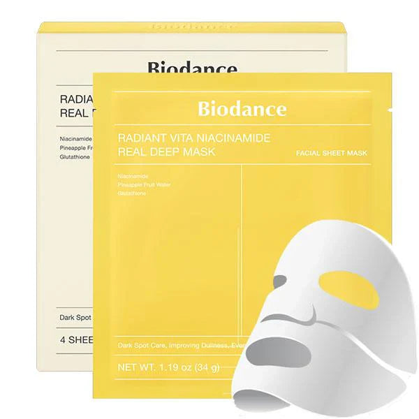 Biodance Radiant Vita Niacinamide Real Deep Mask 1Box (34G 4Ea)