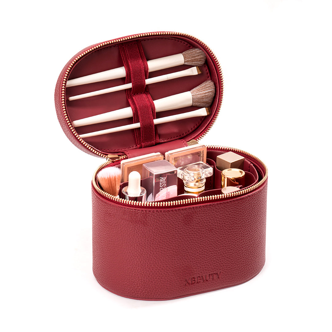 X Beauty Travel Size Cosmetic Luxury Makeup Bag Red Regular Size