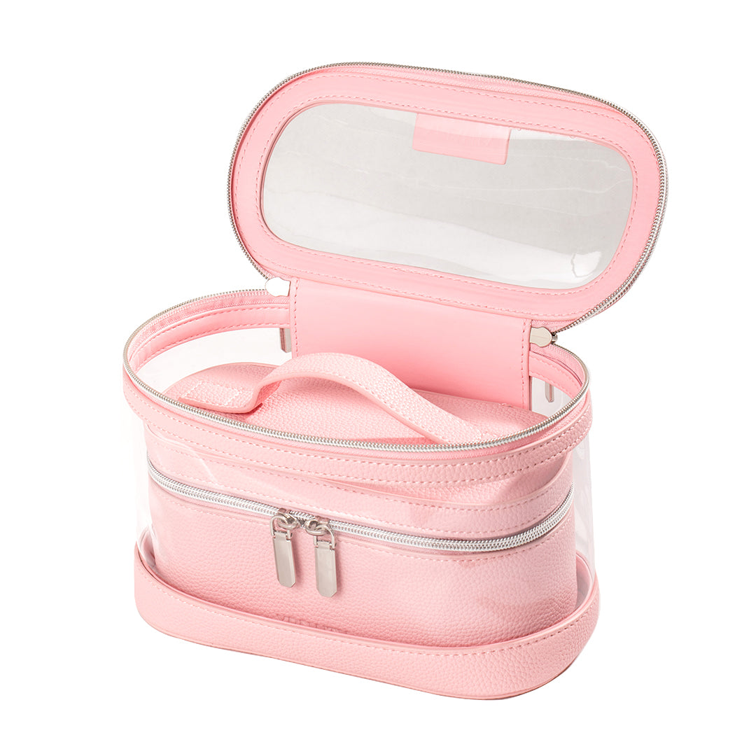 X Beauty Two In One Pvc Clear Makeup And Toiletry Cosmetic Travel Bag Pink