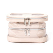 X Beauty Two In One Pvc Clear Makeup And Toiletry Cosmetic Travel Bag Light Brown