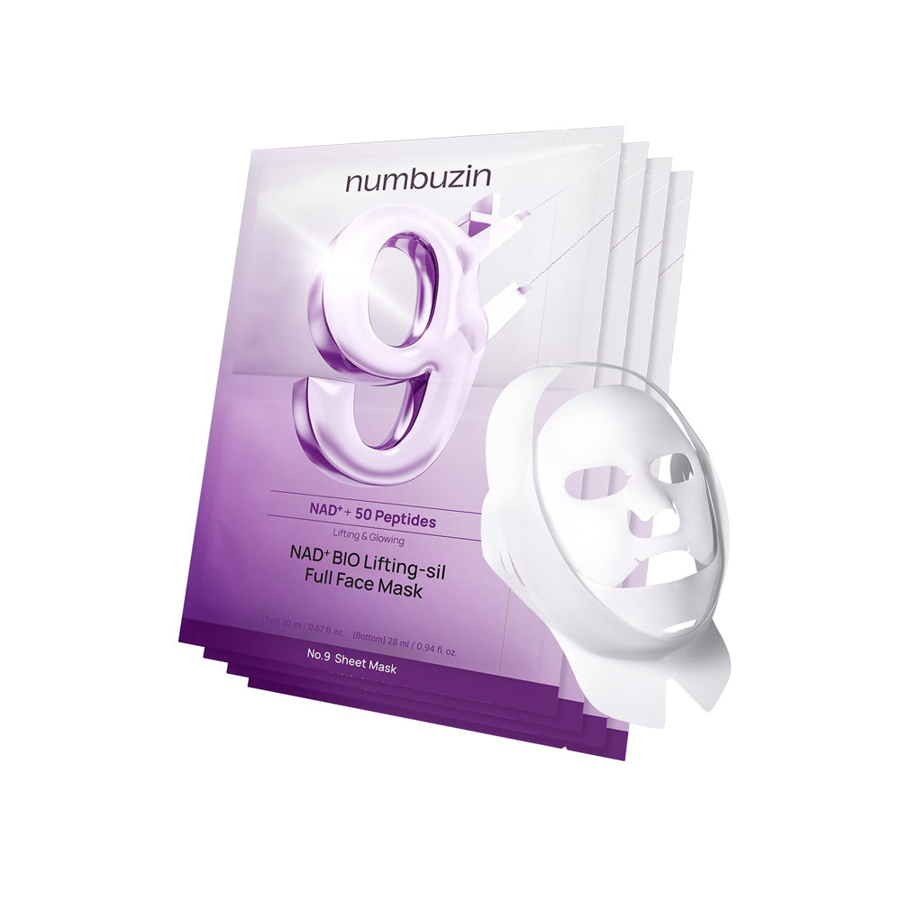 numbuzin No.9 NAD Bio Lifting mask packaging and pale sheet mask