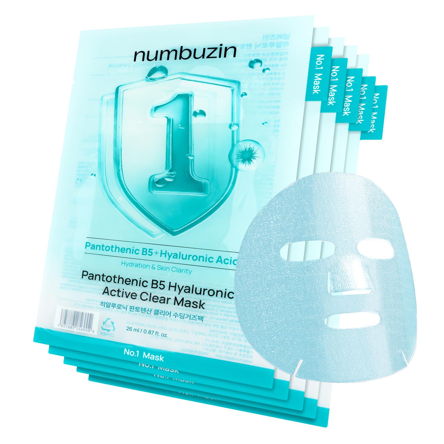 numbuzin No.1 Pantothenic B5 Hyaluronic Active Clear Mask (5Ea)